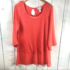 Soft Surroundings Women’s Peach Long Blouse  h15